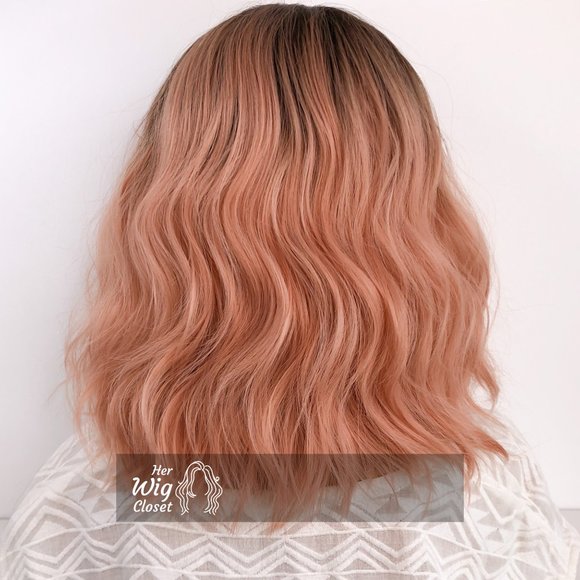 Rose Pink Ombre Wavy Lace Wig 12" | Aster - Picture 3 of 6